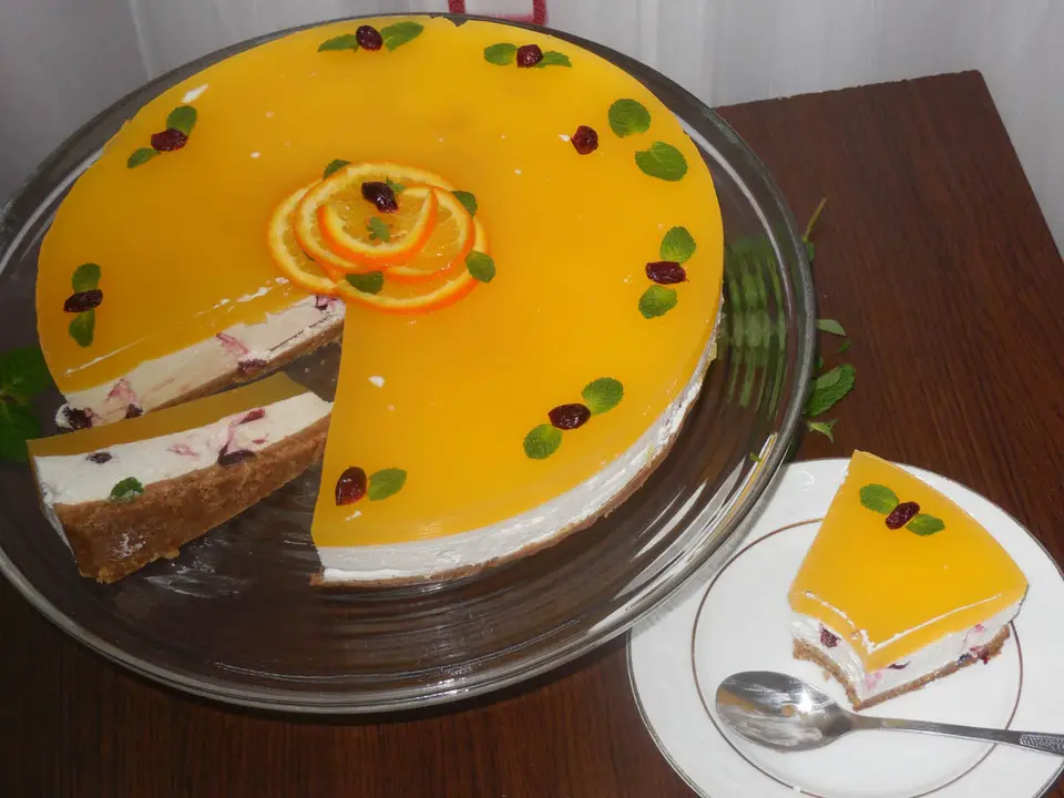 Cheese cake reteta cu crema de iaurt si jeleu de portocale – etapa 8