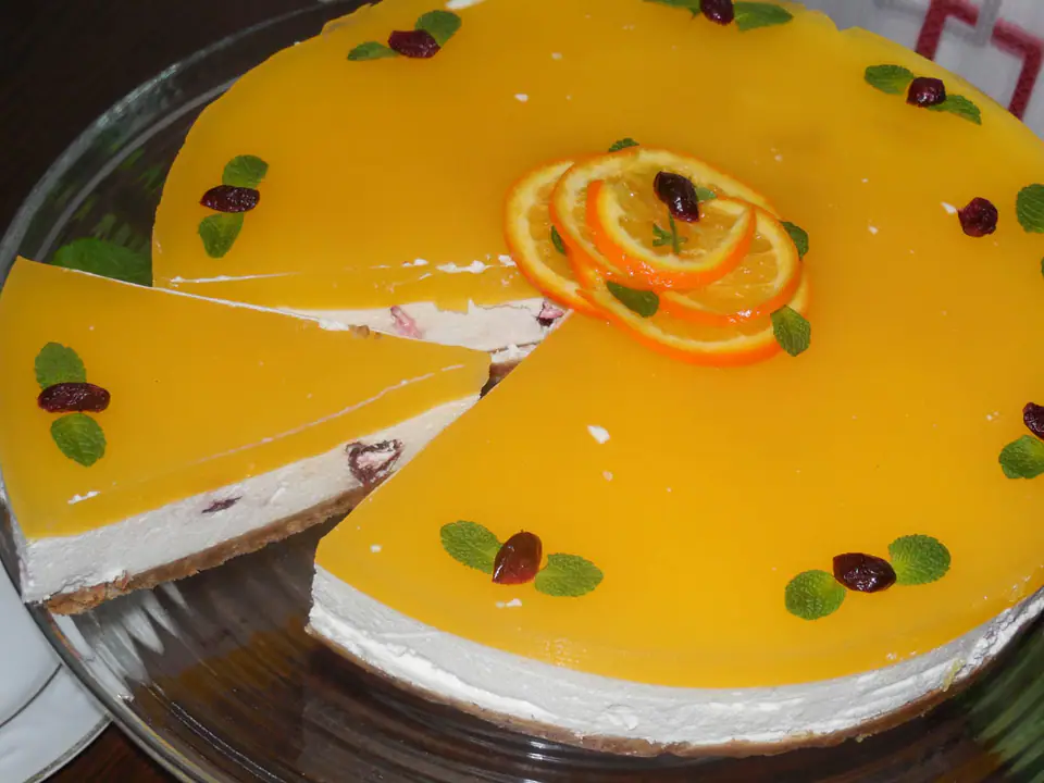 Cheese cake reteta cu crema de iaurt si jeleu de portocale – rețetă
