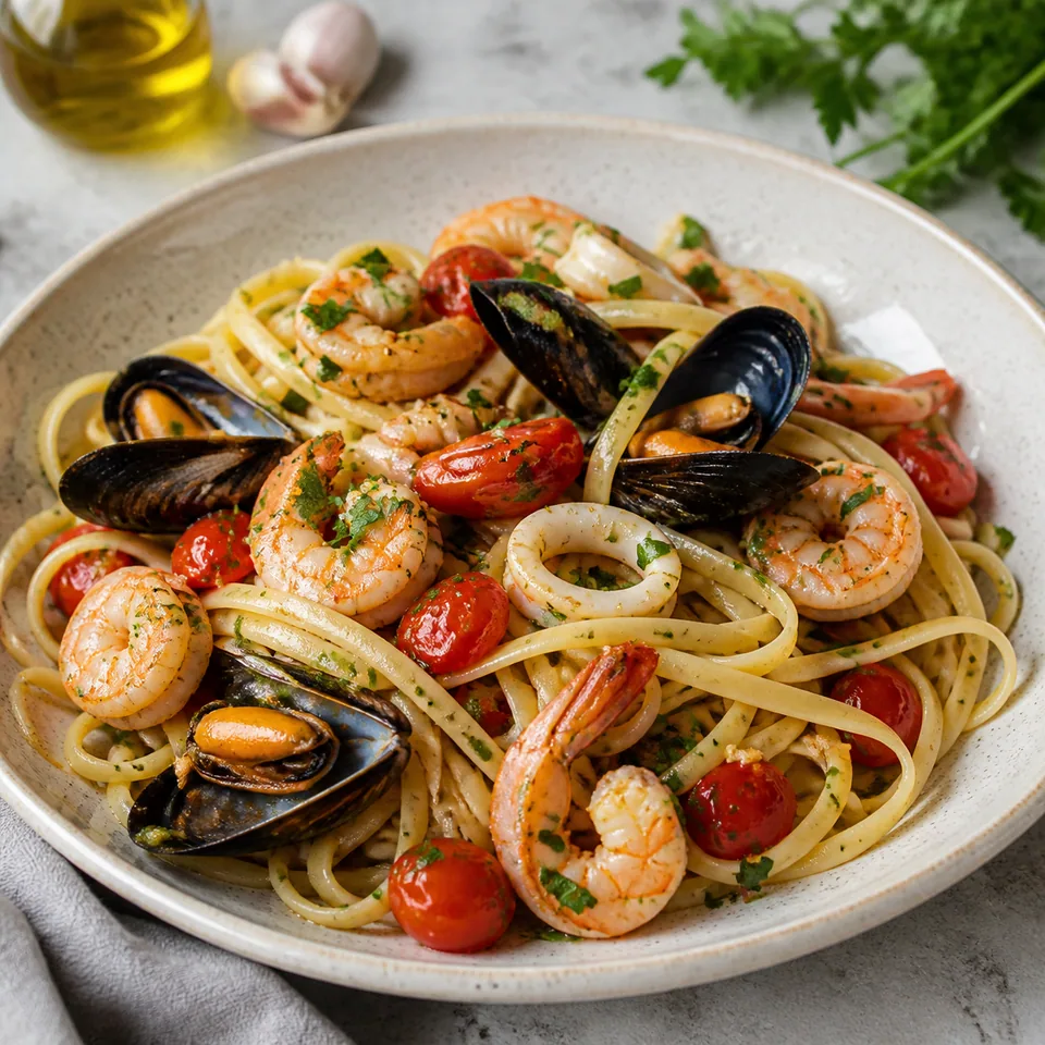 Paste cu fructe de mare – rețetă