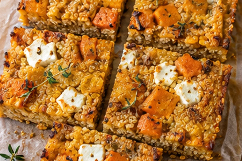 Pătrățele de quinoa cu dovleac și feta